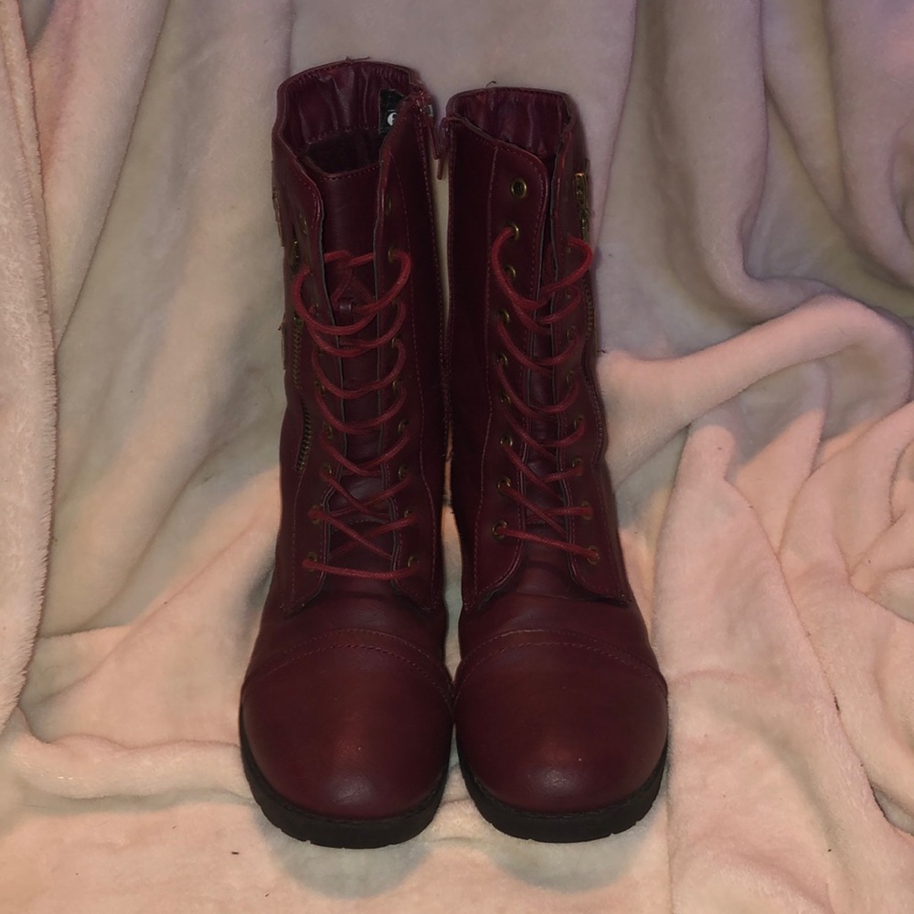 Maroon combat boots
